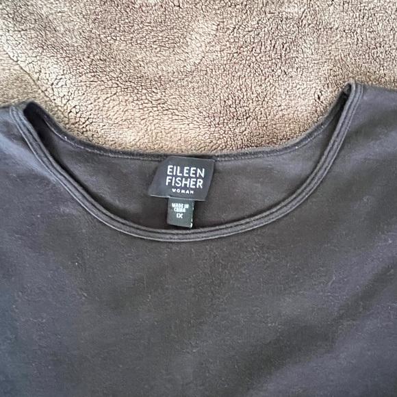Eileen Fisher Plus Size Black Jersey Crew Neck Short Sleeve Tee Top 1X - Picture 7 of 8